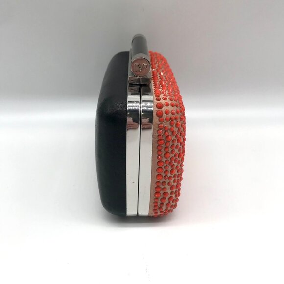 Diane von Furstenberg Bright Coral Small Crystal Embellished Convertible Clutch - Picture 4 of 10